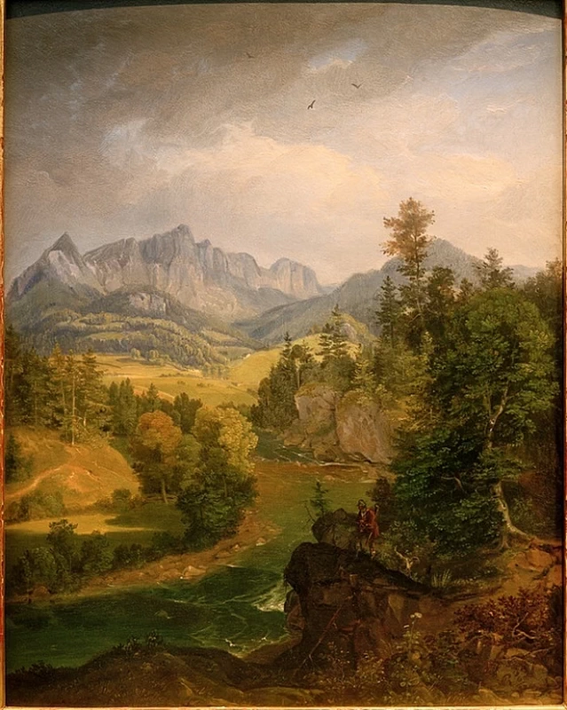 Paesaggio di montagna con fiume vicino a Berchtesgaden